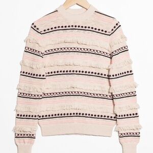 & Other Stories Cream and Pink Striped Sweater